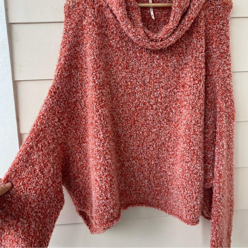 FREE PEOPLE • Cowl Neck BFF Knit Sweater in Scarlet Flame Size XL - Picture 10 of 15